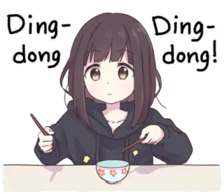 😕 1bd8101c Ding-dong
Ding-dong! gadis anime, sumpit, mangkuk, kawaii, imut, asia, makanan, ding-dong telegram sticker