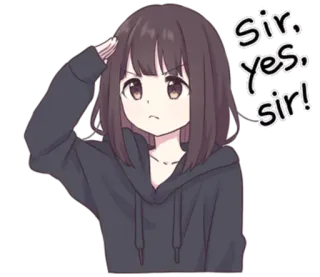 😠 fc5eca84 Sir, yes sir! Gadis anime, Hormat, Manga, Kartun, Imut, Kawaii, Siap, laksanakan! telegram sticker