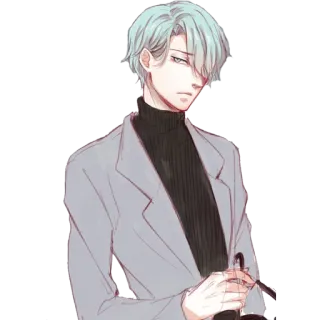 🙁 2d48080e アニメ, キャラクター, 男性, スーツ, 白髪 telegram sticker