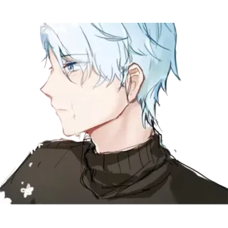 😢 982c9ce7 アニメ, マンガ, キャラクター, 青髪, ポートレート, ステッカー telegram sticker