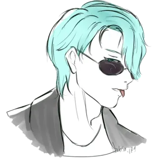 😛 a3de32e9 アニメ, キャラクター, サングラス, クール, 男性 telegram sticker
