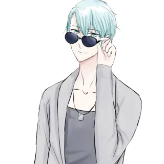 😎 e13db52c アニメ, キャラクター, メガネ, 青髪, 人物, 漫画 telegram sticker