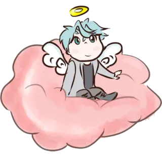😇 f958ba8e 天使, 雲, 可愛い, 光輪 telegram sticker