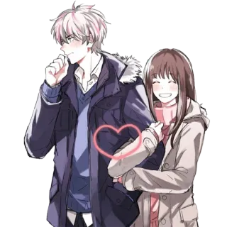 ❤️ 2de09c5c อนิเมะ, คู่รัก, ฤดูหนาว, ความรัก, หัวใจ, การ์ตูน, โรแมนติก telegram sticker