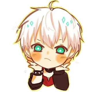 😕 4058f1c0 อนิเมะ, ตัวละคร, น่ารัก, ดิจิทัลอาร์ต, การ์ตูน, จิบิ, ผมสีขาว telegram sticker