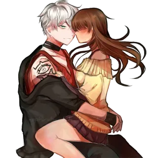 ❤️ 792a1edb อนิเมะ, คู่รัก, กอด, โรแมนติก, การ์ตูน, ผู้ชาย, ผู้หญิง telegram sticker