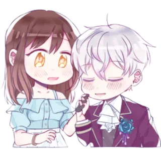 ❤️ 91a30611 อนิเมะ, คู่รัก, ความรัก, โรแมนติก, จิบิ, การ์ตูน, ภาพประกอบ telegram sticker