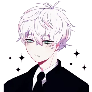 ✨ ae7c3073 อนิเมะผู้ชาย, ผมขาว, อนิเมะ, ตัวละคร, ศิลปะ, การ์ตูน telegram sticker