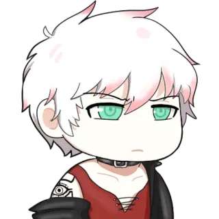 😒 bf960d8b อนิเมะ, จิบิ, ตัวละคร, เจ็ด, ผมขาว, ปลอกคอ telegram sticker