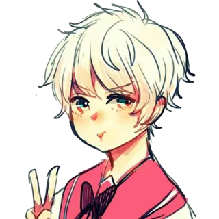 😗 e3ea5376 อนิเมะ, การ์ตูน, ตัวละคร, สัญลักษณ์สันติภาพ, เด็กผู้ชาย, ศิลปะ telegram sticker