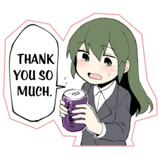 ☺️ 6d4c6724 THANK YOU SO MUCH. gracias, anime, chica, refresco whatsapp sticker