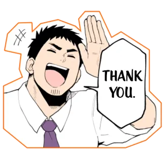 😄 861f667a THANK YOU. gracias, saludo, amable, hombre, bocadillo whatsapp sticker