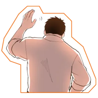 👋 ab48ecaa hombre, espalda, saludando, dibujo animado, ilustración whatsapp sticker