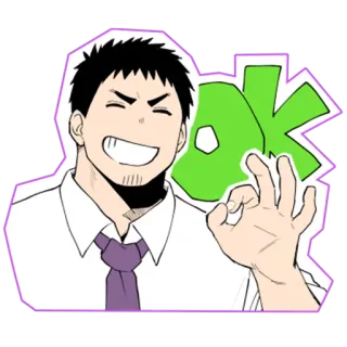 ⭕️ cac6b720 Ok ok, de acuerdo, aprobación, hombre, dibujo animado, expresión whatsapp sticker