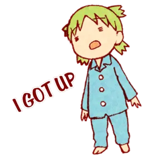 😪 4dc9d8e3 I GOT UP アニメ, 女の子, パジャマ, 眠い, 朝 whatsapp sticker