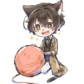 😻 4a40853c 动漫, 猫耳, 毛线, Q版, 可爱, 卡哇伊 telegram sticker