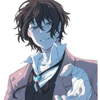 😁 7222e070 Dazai Osamu Bungo Stray Dogs 动漫, 漫画, 角色, 微笑, 绷带 telegram sticker
