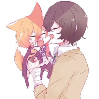 😚 a68792bf 动漫, 卡哇伊, 可爱, 插画, 同人, 亲吻 telegram sticker