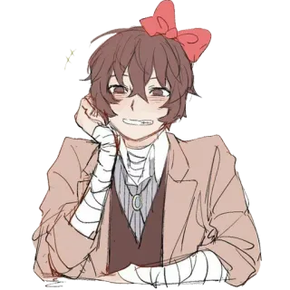 😁 d1911b47 Osamu Dazai Bungou Stray Dogs 动漫, 角色, 太宰, 文豪野犬, 丝带 telegram sticker