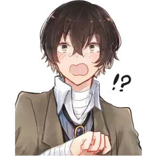 😳 e80f61b3 Osamu Dazai Bungo Stray Dogs 动漫, 漫画, 角色, 文豪野犬, 太宰治, 反应 telegram sticker
