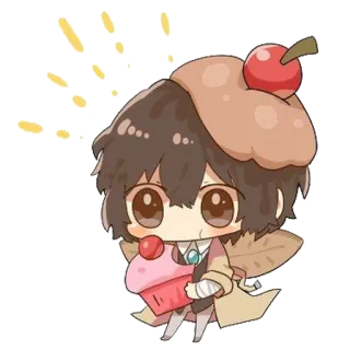 😙 ed2daf16 Dazai Osamu Bungou Stray Dogs 动漫, 太宰治, 文豪野犬, Q版, 杯子蛋糕, 甜点 telegram sticker