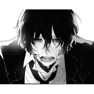 😭 f18c6160 动漫, 哭泣, 漫画, 悲伤, 情感, 黑白 telegram sticker