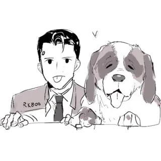 😛 2d772fd9 Connor Detroit: Become Human RK800 アンドロイド, 犬, アニメ, キャラクター whatsapp sticker