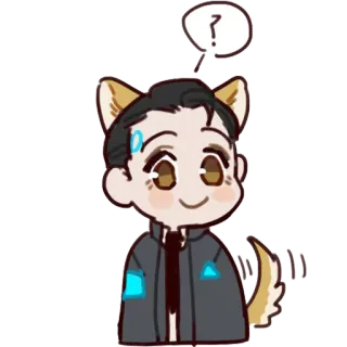 ❔ 44d95c40 Connor Detroit: Become Human コナー, Detroit: Become Human, アンドロイド, 犬, 可愛い, アニメ whatsapp sticker