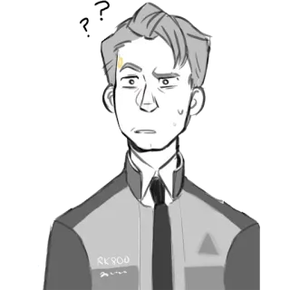 ❓ 47b99198 Connor Detroit: Become Human android, Detroit Become Human, コナー, 混乱, はてなマーク whatsapp sticker