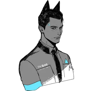 😒 4e328f81 Connor Detroit: Become Human RK800 アンドロイド, 未来, 人工知能, サイバーパンク, ビデオゲーム whatsapp sticker