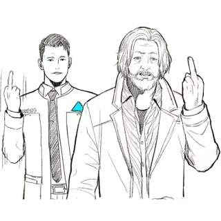 🖕 eaafece2 Connor Detroit Become Human コナー, デトロイト ビカム ヒューマン, アンドロイド, 中指 whatsapp sticker