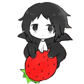 🍓 276dc772 Чиби, Мультфильм, Клубника, Милый, Наклейка telegram sticker