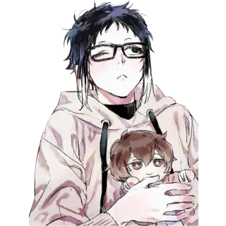 😗 49257146 Аниме, Очки, Персонаж, Искусство, Иллюстрация, Рисунок telegram sticker