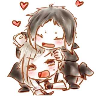 😍 5bb75526 Аниме, Чиби, Милый, Сердечки, Дружба, Мультфильм telegram sticker