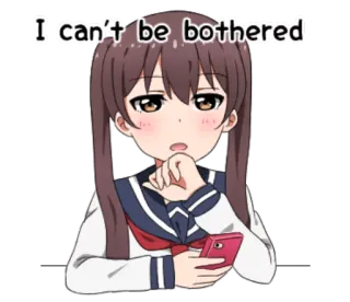 😒 705d7d98 I can't be bothered อนิเมะ, ผู้หญิง, ชุดนักเรียน, ขี้เกียจ, เบื่อ telegram sticker