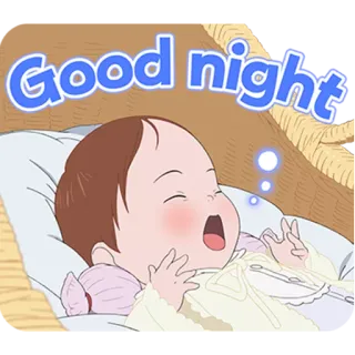 😪 1d9d1584 Good night bonne nuit, bébé, sommeil, dessin animé, mignon, dormir telegram sticker