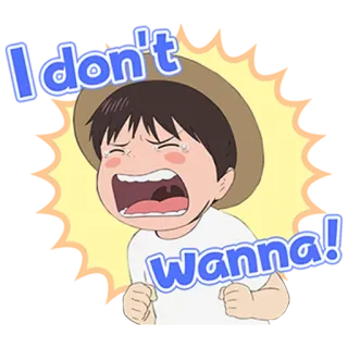 😫 9059f5e2 I don't wanna! garçon, pleurant, contrarié, dessin animé, émotionnel, geignant telegram sticker