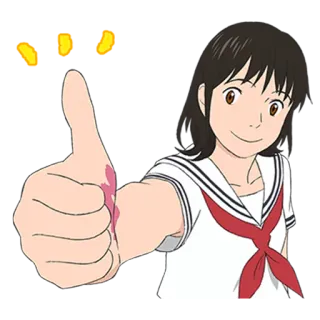👍 9d7e601e Anime, Fille, Pouce levé, Approbation, Positif, Dessin animé telegram sticker