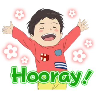 😆 a4dd2aed Hooray! hourra, fête, joie, bonheur, excité, joyeux telegram sticker