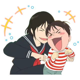 🤣 a68cbebc animé, personnages, souriant, joyeux, dessin animé, mignon, amitié telegram sticker