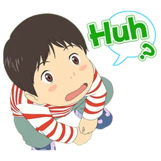 😶 d18f2201 Huh? hein ?, question, confus, garçon, dessin animé, expression telegram sticker