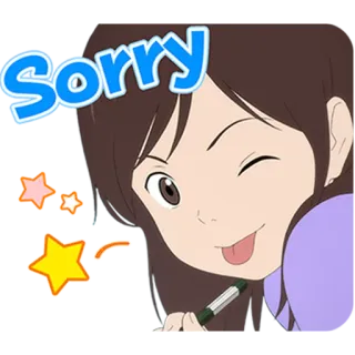 😜 fbbe2695 Sorry excuses, fille, dessin animé, désolé, mignon telegram sticker
