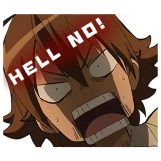 😟 9b28c3c7 HELL NO! Anime, wütend, Gesichtsausdruck, Ablehnung, Nein, Frustration telegram sticker
