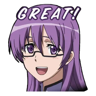 😃 e3bca22a GREAT! Anime, Mädchen, Super, Text telegram sticker