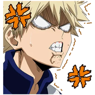 😬 0bd2366a Bakugo My Hero Academia 애니메이션, 만화, 화난, 폭발, 나의 히어로 아카데미아, 바쿠고, 스티커, 만화, 애니 whatsapp sticker