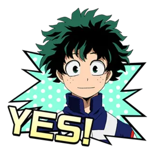 ⭕️ c2866fb9 Izuku Midoriya My Hero Academia YES! 애니메이션, 나의 히어로 아카데미아, 미도리야 이즈쿠, 캐릭터, 네, 스티커 whatsapp sticker