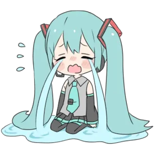 😭 6276773e Hatsune Miku 애니메이션, 울음, 슬픈, 만화, 치비, 하츠네 미쿠, 보컬로이드 whatsapp sticker
