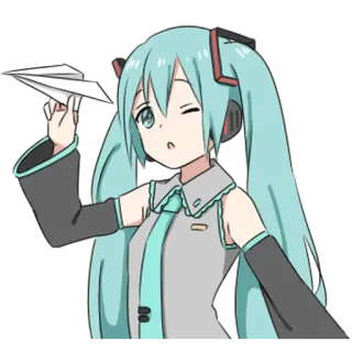 ✈️ 750ad8b7 Hatsune Miku 애니메이션, 만화, 보컬로이드, 하츠네 미쿠, 종이 비행기, 귀여운, 소녀, 만화 whatsapp sticker