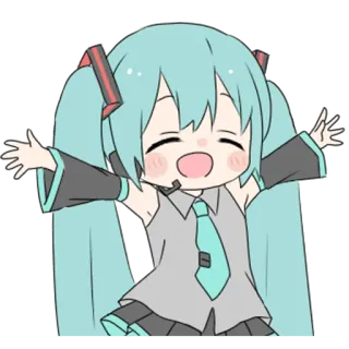 😆 a766eb84 Hatsune Miku 애니, 보컬로이드, 미쿠, 하츠네 미쿠, 귀여운, 카와이, 치비 whatsapp sticker