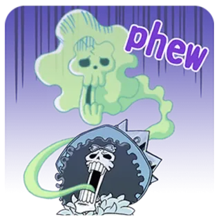 👻 225cbbaa Brook One Piece phew อนิเมะ, โครงกระดูก, หมดแรง, เหนื่อย, โล่งอก, ผี telegram sticker